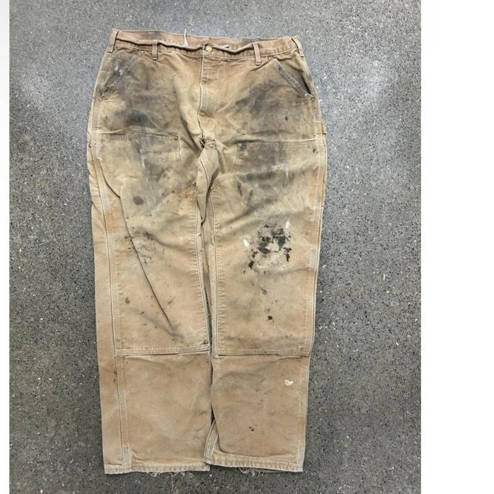 Vintage 90s Carhartt Tan Double Knee Made In USA (36x30) Work Pants